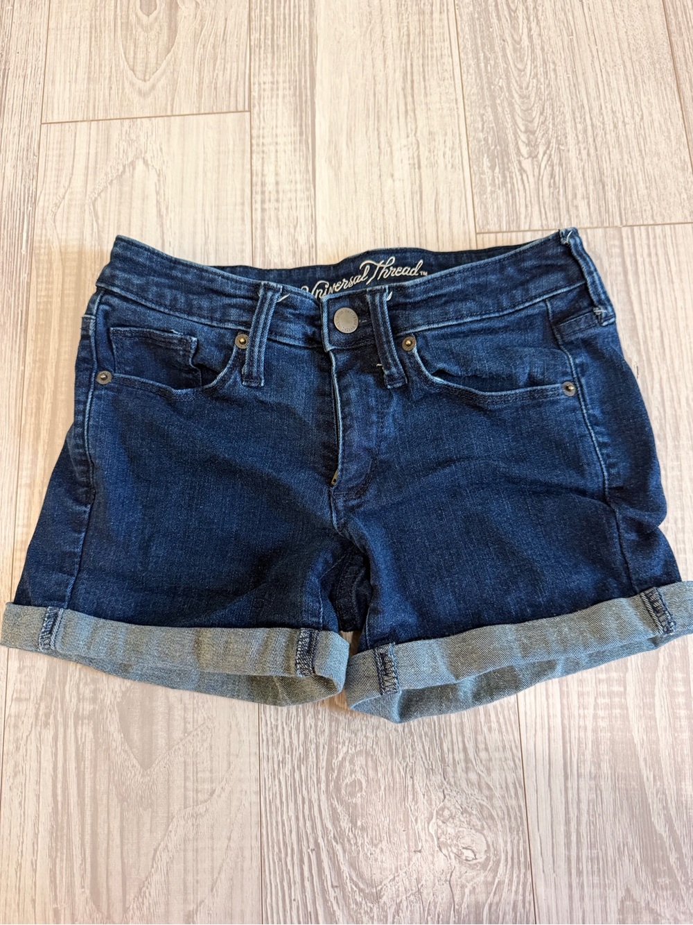 Universal Thread Dark Blue Rolled Hem Denim Shorts